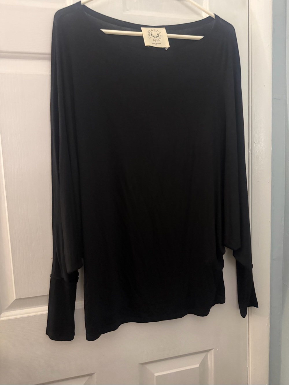 Fantastic Fawn Black Dolman Sleeve Tunic Top Medium Made in USA